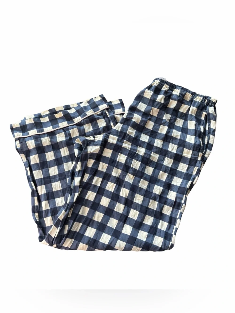 J.Crew Soft Shine Blue Pajama Set Gingham Large